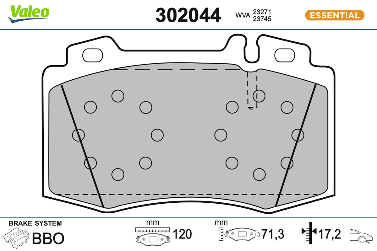 Jeu de 4 plaquettes de frein VALEO ref. 302044